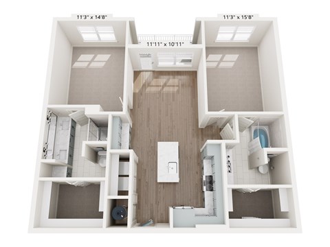 A diagram of a house layout with dimensions.